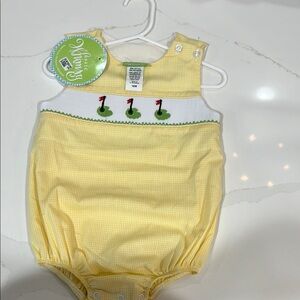 Charming Yellow and Green Bodysuit with Duck Embroidery
